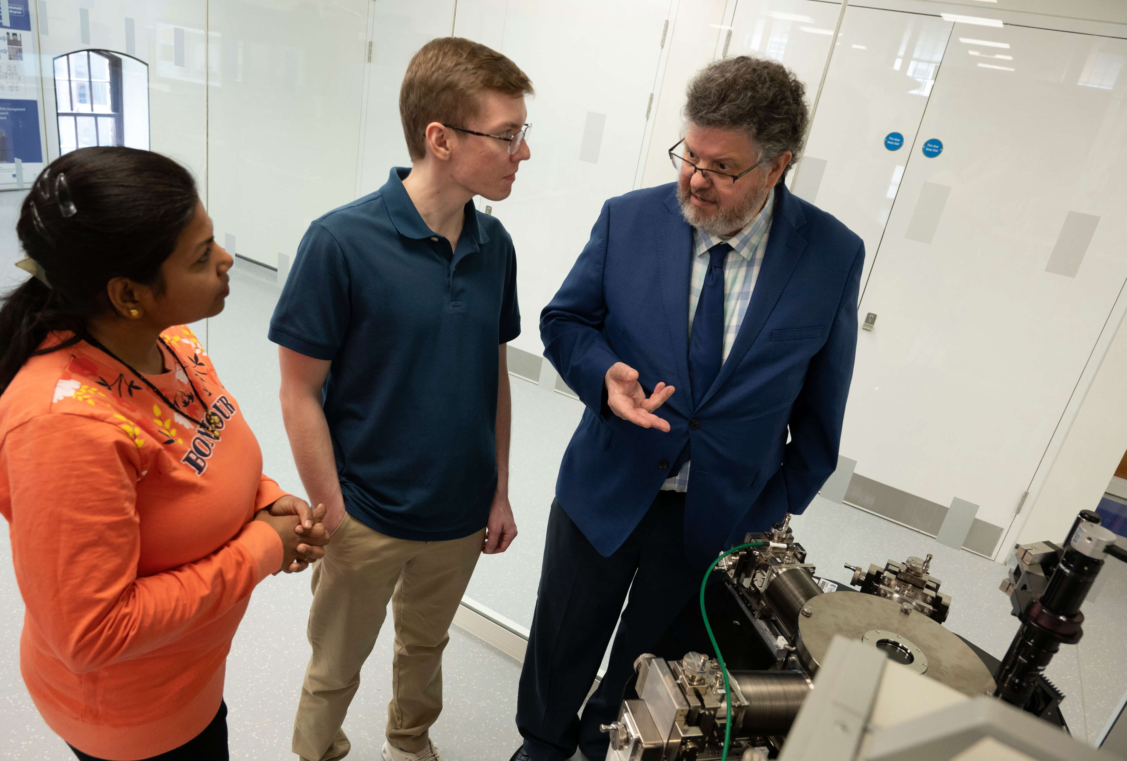 Tyndall’s Distinguished Visiting Fellow Prof. with student and researcher